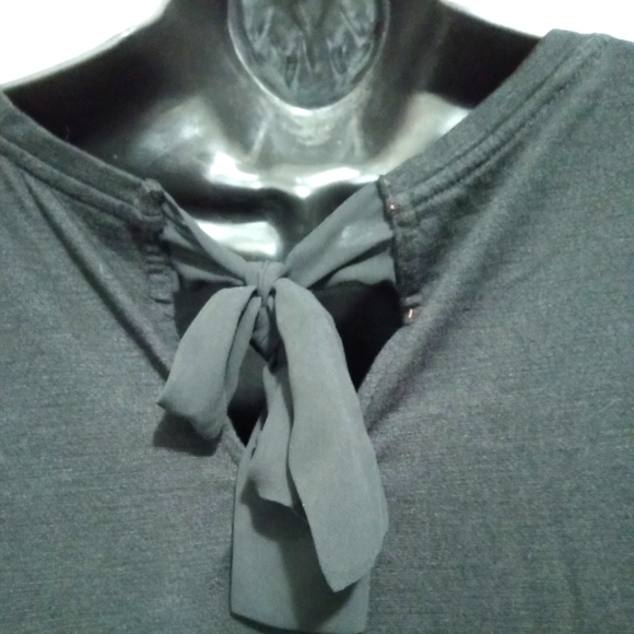 LC Lauren Conrad Shirt XXL Black Lace Bottom Trim and Ties in Back Casual Basic - Picture 6 of 12